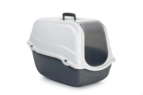 beeztees Katzentoilette Romeo grau/weiß 57x39x41cm - Toilette mit Haube