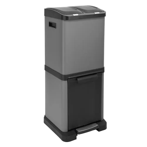 SVITA 3XCOMBO32 Mülleimer 3 Fächer - Haushaltszubehör mit 32 Liter Fassungsvermögen und praktischem Trennsystem für müheloses Recycling. Hygienisch und einfach zu reinigen – ideal für Küche, Büro oder Badezimmer.