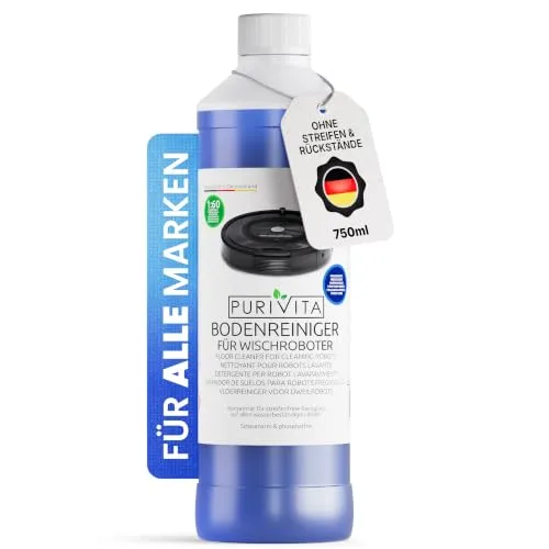 PURIVITA® Wischroboter Bodenreiniger Konzentrat, 750 ml Frischeduft | Streifenfrei und schnell trocknend, schaumarm für den Wassertank, auch für Nasssauger und Saugwischer