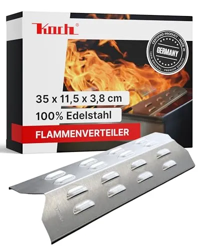 KOCH #22 Hochwertiger Flammenverteiler 350x115mm für Gasgrill - Flammenblech Brennerabdeckung Aromaschiene - Edelstahl V2A Stärke 1,25mm, 500g Massive Qualität Made in Germany!