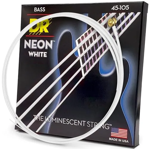 DR Strings - farbige Bass Saiten - white - 4-saiter, 045 - 105