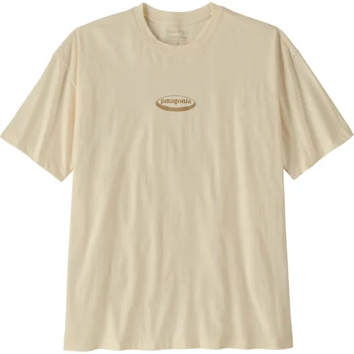 Patagonia Women's 95 Oval Logo Oversized T-Shirt - Beige - Gr S - Bequemes und leichtes Oversized T-Shirt mit Rundhals und stilvollem Logoprint von Patagonia. Ideal für den Alltag, aus 100% Baumwolle für angenehmen Tragekomfort.