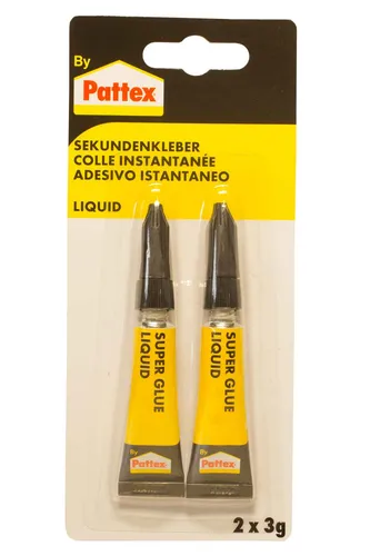 Pattex Sekundenkleber Liquid 2×3 g – Präzisionskleber für punktgenaue Anwendungen - Der Pattex Sekundenkleber ist ein unverzichtbarer Helfer im Haushalt. Ideal für präzise Anwendungen auf verschiedenen Materialien wie Porzellan, Metall und Holz. Kompakt in 2 x 3g Tuben für einfache Handhabung.
