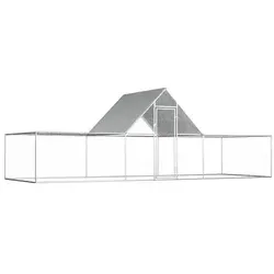 vidaXL Hühnerstall 6x2x2m aus verzinktem Stahl - Geräumiger Hühnerstall für Ihr Geflügel mit wasserdichtem Dach und abschließbarer Tür. Ideal für Ihren Garten, bietet Sicherheit und Komfort für Ihre Tiere.