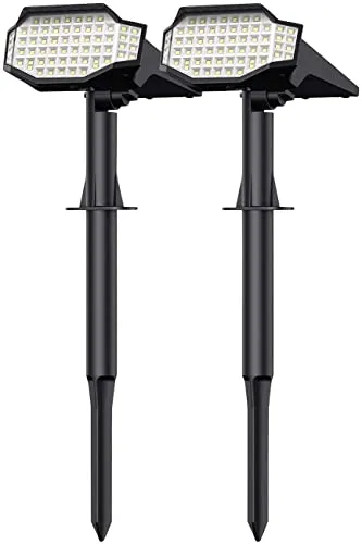 Luminea Solar Gartenstrahler 2er-Set - Strahler & Flutlichter, 650 Lumen Leuchtkraft mit dimmbaren LEDs und automatischem Helligkeitssensor für kabellose Solarbeleuchtung im Garten.