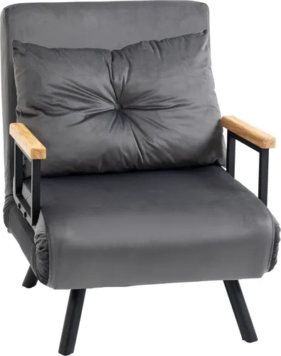 HOMCOM Schlafsessel mit Bettfunktion - Schlafsofa für vielseitige Nutzung: Verstellbare Rückenlehne in 5 Positionen und samtige Polsterung für höchsten Komfort. Ideal für Gästeübernachtungen und kleine Räume.
