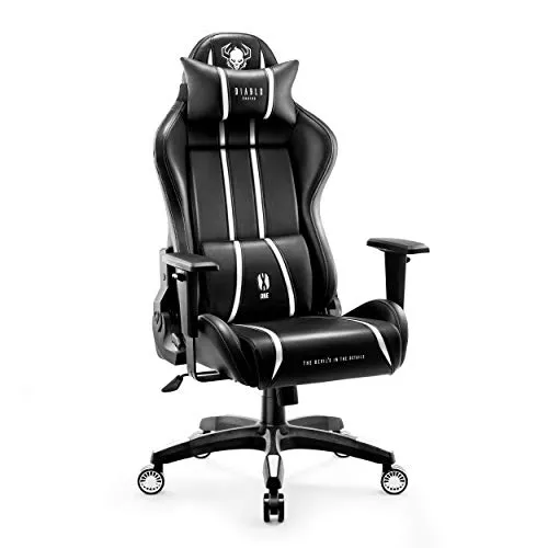 Diablo X-One 2.0 Gaming Stuhl - Ergonomischer Gaming Stuhl mit verstellbaren Armlehnen und Nacken-/Lendenkissen, ideal für stundenlanges Spielen und Home-Office.