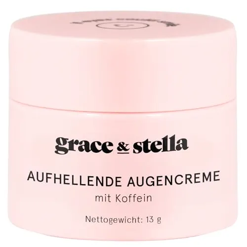 grace & stella Unteraugencreme, Aufhellende Augencreme mit Koffein, Augenringe Aufhellen, Aufpolsternde Anti-Aging Creme gegen, Augenschatten, Falten und Schwellungen, Vegan, 13 g