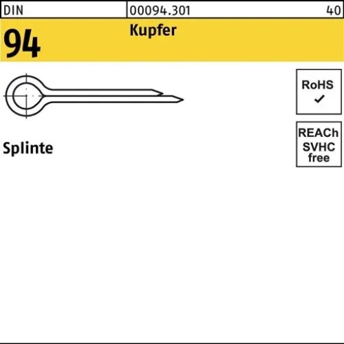 100er PACK(Stk)  000094720000020025 Splinte DIN 94 2 x 25 Kupfer