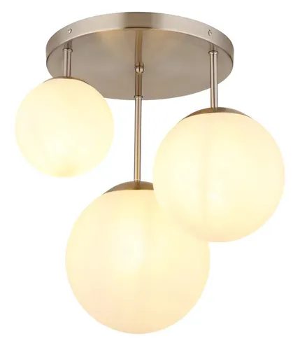 Deckenleuchte KOP 3-flammig opal H 44 cm - Moderne Deckenleuchte KOP mit opalen Glaskugeln und hochwertigem Nickel-Gehäuse, ideal für stilvolle Wohnzimmer und Küchen. Schafft eine behagliche Atmosphäre mit individueller Lichtwahl.