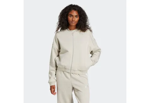 adidas Damen Essentials Contemporary Logo Bomber Jacket in grau von adidas