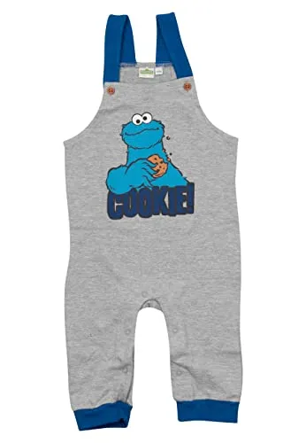 United Labels Sesamstraße Latzhose für Jungen - Krümelmonster Hose mit Hosenträger Overall Cookie Monster Grau (as3, Numeric, Numeric_74, Numeric_80)
