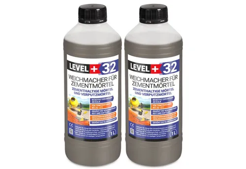 Level+ Beton LEVEL+ Weichmacher für Mörtel Flüssig L+32 Ersetzt Kalk 2L