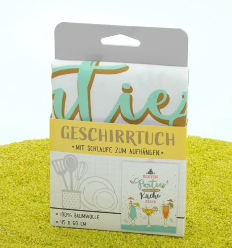 sheepworld Geschirrtuch Küchentuch mit Schlaufe Parties 100% Baumwolle