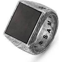 UNSAME Fingerring Herren - 925er Silber Onyx Ring - Fingerring aus 925er Sterlingsilber mit gebürsteter Oberfläche und schwarzem Onyx, ideal für stilbewusste Männer.