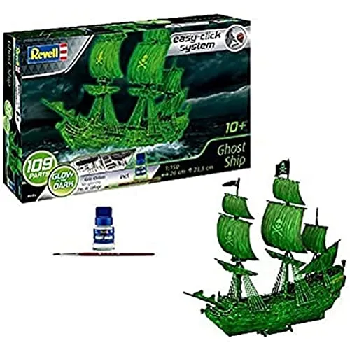 Revell Modellbausatz Geisterschiff I Piratenschiff mit Nachtleuchtfarbe I Easy-Click-System für einfachen Zusammenbau I Detailliertes Modell für Kinder und Erwachsene ab 10 Jahren