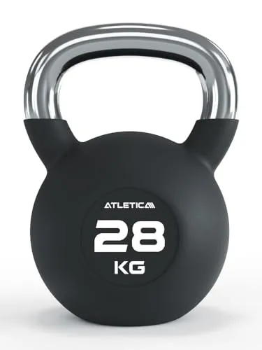 ATLETICA Kettlebells | 4-32 kg |Gummierte Kugelhantel mit Chromgriff | Hochwertige Stahllegierung | Studioqualität | Funktionelles Ganzkörpertraining Gewicht 28kg