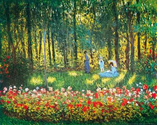 1art1 Poster Claude Monet Kunstdruck Bild - Im Garten, Die Familie des