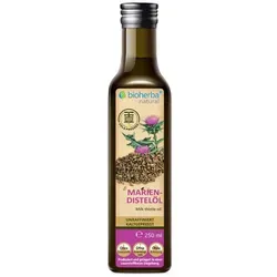 Mariendistelöl 250 ml - kaltgepresst und unraffiniert - Bioherba kaltgepresste Öle, reich an Antioxidantien und unterstützt die Leberfunktion für ein gesundes Wohlbefinden.