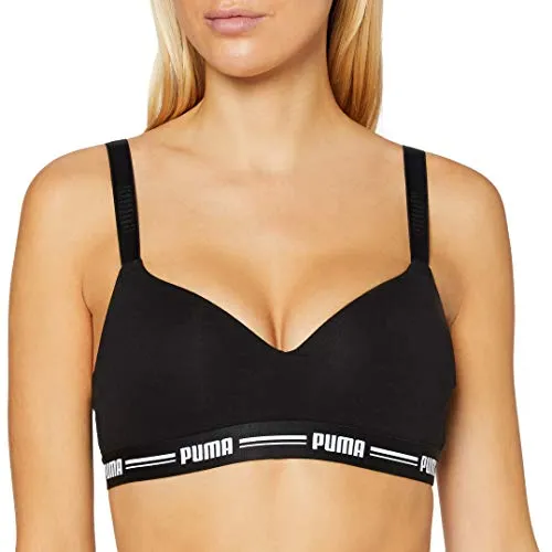 PUMA Damen BH in Black - Größe M - Funktionsunterwäsche mit gepolsterten Cups, verstellbaren Trägern und elastischem Unterbrustband für optimalen Tragekomfort.