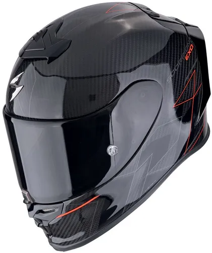 Scorpion EXO-R1 Evo Carbon Air Cynergy - Schwarz/Rot - L - Motorradhelm mit Carbon-Hybrid-Technologie für außergewöhnlich leichtes Fahrvergnügen, individuelle Passform dank Airfit™ und 100% beschlagfreies Pinlock MaxVision 120 Visier.