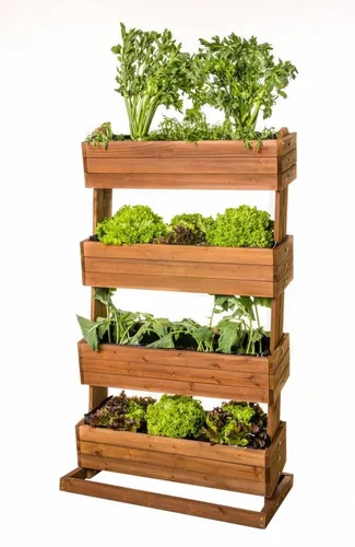 Hochbeet mit vier beweglichen Kästen H145cm B50cm aus Holz - Kreatives Hochbeet aus Holz mit vier beweglichen Kästen, ideal für Gartenliebhaber und platzsparendes Gärtnern.