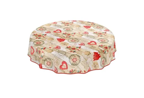 ANRO Tischdecke Tischdecke Wachstuch Weihnachten Rot Robust Wasserabweisend Breite, Glatt