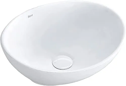 VBChome Mini Waschbecken Keramik Weiß 34x27x13 cm Oval Aufsatzwaschbecken Waschtisch Waschschale für Gäste-WC Handwaschbecken Modern Wasserfall-Design Aufsatzbecken Platzsparend