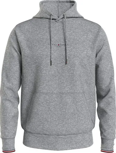 Tommy Hilfiger Herren Hoodie Tommy Logo Tipped Hoody, Grau (Light Grey Heather), S - Kapuzenpullover für Herren, ikonisches Design mit hohem Tragekomfort, aus 63% Bio-Baumwolle und 37% recyceltem Polyester, ideal für Sport und Alltag.