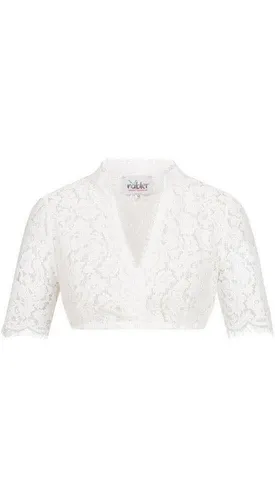 Nübler Dirndlbluse Melani - Elegante Trachtenbluse für Damen - Dirndlblusen für Damen - Hochwertige Spitze mit Stehkragen und V-Ausschnitt, ideal für festliche Anlässe und das Oktoberfest, sorgt für einen edlen Look.