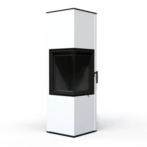 HITZE SIGA 6,5 kW Eckkaminofen Weiß – moderner Holzofen mit großer Sichtscheibe