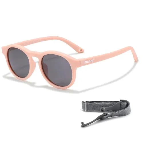 Maesy Kinder Sonnenbrille für Kleinkind und Baby - 1-3 Jahre - UV400 Polarisierter Schutz - Flexibler und Biegsamer Rahmen - Verstellbares Gummiband - Sichere und Bequeme Kindersonnenbrille - Bowi