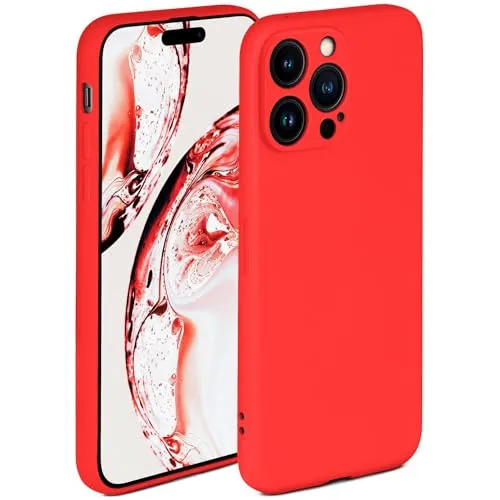 ONEFLOW Soft Case für iPhone 14 Pro Hülle aus Silikon mit Kameraschutz, Silikonhülle mit erhöhtem Schutz fürs Display, Backcover Schutzhülle, weiche Handyhülle, Rot