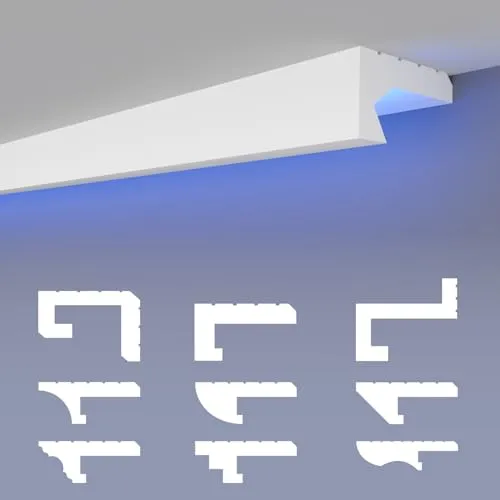 HEXIMO LED-Schattenfugenprofil HLED 29 - Zier- & Stuckleisten, beeindruckende indirekte Beleuchtung für Wand und Decke, einfach zu installieren mit feuchtigkeitsbeständigen Materialien und optimaler Farbhaftung.