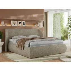MKS MEBLE Polsterbett CAELA CLASSIC mit Stauraum 160x200 Dunkelbeige - Modernes Polsterbett mit großem Bettkasten und gasdruckunterstütztem Mechanismus für einfachen Zugriff. Ideal für Ordnung und Komfort im Schlafzimmer.