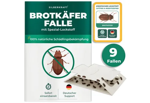 Silberkraft Insektenfalle Brotkäferfalle mit Spezial-Lockstoff Natürliche Schädlingsbekämpfung, Biozidfrei & Geruchslos Langzeitschutz (12 Wochen) Gezielte Anlockung