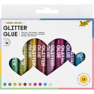 Folia Glitzerkleber 574, Glitter Glue Basic, 10 Farben sortiert, je 10,5ml