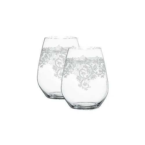 Spiegelau Arabesque Trinkbecher 2er Set - Gläser: Stilvolle Trinkbecher mit floralen Ornamenten, spülmaschinenfest und bruchfest, ideal für Wasser, Softdrinks und Cocktails.