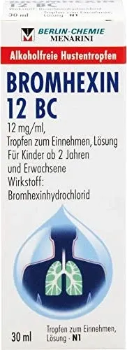 BROMHEXIN 12 BC Tropfen 30 ml – Effektive Schleimlösung - Praktische Tropfen zur Unterstützung der Atemwegspflege. Löst zähen Schleim und erleichtert das Abhusten. Für Erwachsene und Kinder ab 2 Jahren geeignet.