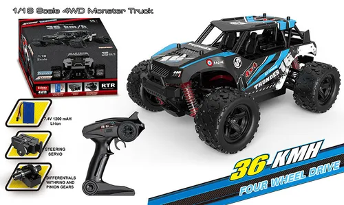 RC Elektro Buggy Thunder 1:18 - 40 km/h Allradantrieb - RC-Modelle: Der Thunder 1:18 Buggy bietet 40 km/h Geschwindigkeit, Allradantrieb und ist sofort einsatzbereit mit LiIon Akku und 2,4GHz Fernsteuerung.