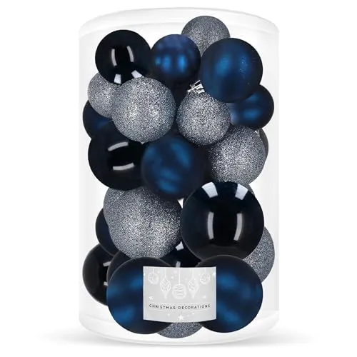 SPRINGOS Christbaumkugeln 30 Stück Bruchsicher Glitzer Matt Glanz