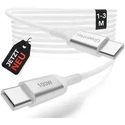 100w USB-C Schnellladekabel 3m Lang - für Xiaomi, Samsung, Apple Macbook Cable Datenkabel Ladekabel USBc PD Fast Charge - Weiß