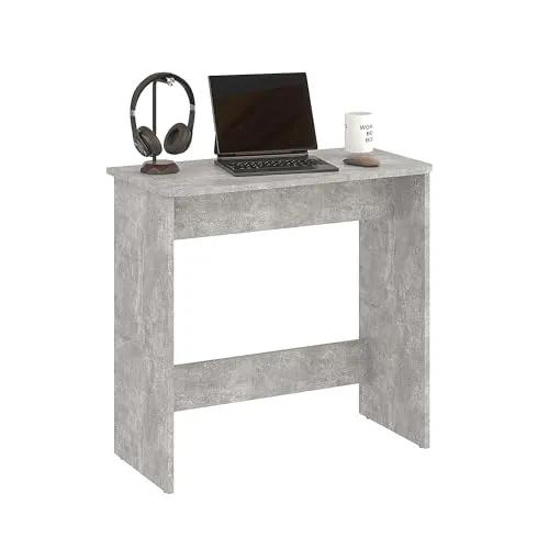 KOMTO Kleiner Schreibtisch Beton – Platzsparender Computertisch für Büro und Home Office - Schreibtische für kleine Wohnungen, ideal für Laptop und Bücher, minimalistisches Design fügt sich harmonisch in jeden Einrichtungsstil ein.