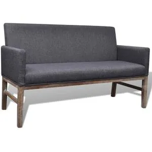 vidaXL Dunkelgraue Bank aus Kautschukbaum mit Polsterung - Bänke & Eckbankgruppen – Stilvolle Polsterbank aus robustem Holz mit dickem Polster für maximalen Sitzkomfort, ideal für Zuhause oder Büro.