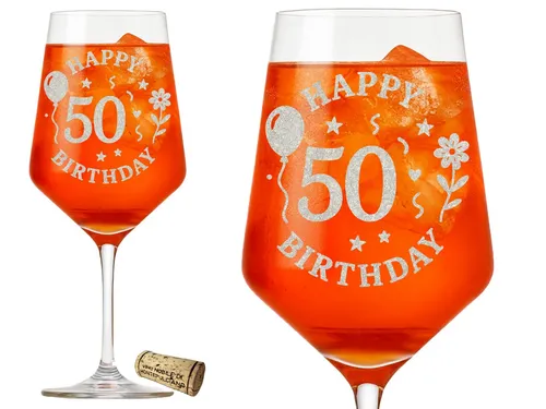 Valhalla Weinglas Geburtstags-Gravur Happy Birthday 50 - 350ml spülmaschinenfest, 1-tlg., Glas, Atemberaubende Darstellung