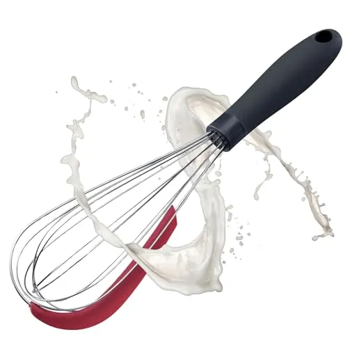 Westmark Schneebesen mit Schaber – Praktischer Rührbesen zum Vermengen von Teig und Soßen und anderen Speisen, ergonomischer Griff – Edelstahl, Silikon