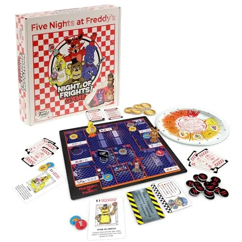 FK932694 - Five Nights at Freddy's Brettspiel Night of Frights - Gesellschaftsspiel mit gruseliger Atmosphäre, strategischen Zügen und interaktiven Aktionen – fang den Wächter und gewinne das Spiel!