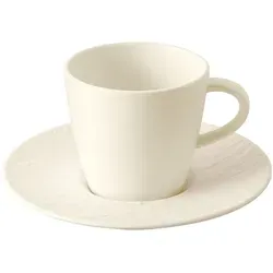 Villeroy & Boch Manufacture Rock Blanc Kaffeetasse mit Untertasse - Premium Porzellan Kaffeetasse und Untertasse in eleganter Schiefer-Optik, spülmaschinen- und mikrowellengeeignet – ideal für stilvolle Kaffeepausen.