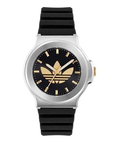 Adidas Originals Expression Three Schwarz Unisex Armbanduhr AOFH25503 - Moderne Armbanduhr für Unisex mit leuchtenden Zeigern und robustem Edelstahl-Gehäuse. Ideal für jeden Anlass und wasserdicht bis 5 bar.