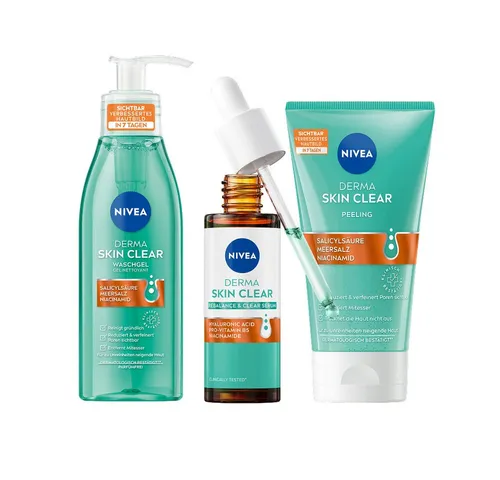 Nivea Gesichtsserum DERMA SKIN CLEAR Set Night Routine 3-teilig Set, 3-tlg.